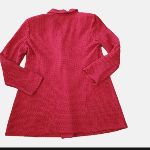 St. John Womens Red Wool Blend Boucle Designer Blazer Jacket 14 - Picture 7 of 15